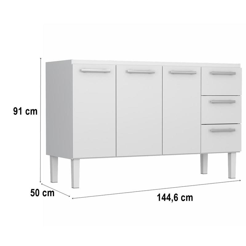 Gabinete de aço p/ pia 1,50 venus flat 3g - branco - Cozimax